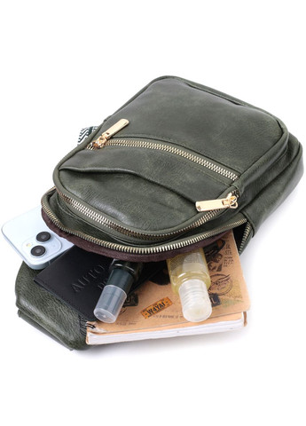 Удобная женская сумка с одной лямкой через плечо из экокожи 22756 Зеленый Vintage (331906871)