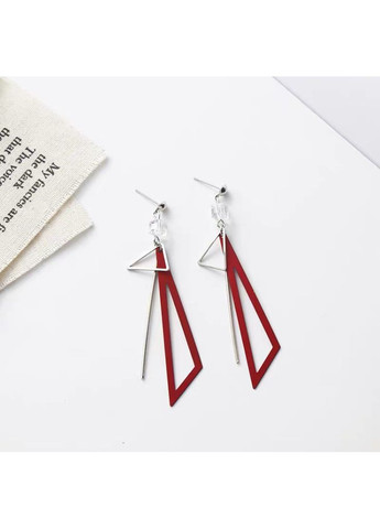 Серьги/сережки геометрия длинные треугольники «Geometry Red» (красный) China (366874870)