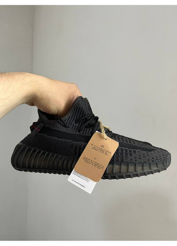 Чорні Осінні кросівки чоловічі adidas yeezy boost full black 350 v2 premium адідас ізі буст No Brand