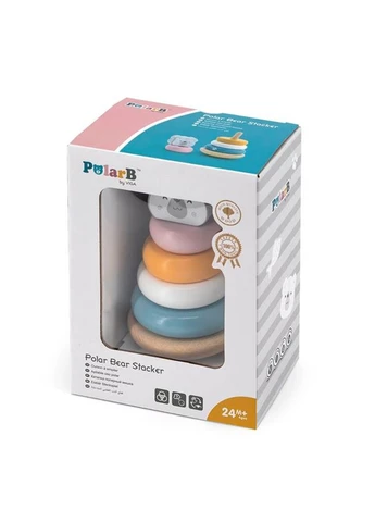 Дерев'яна пірамідка Viga Toys Білий ведмедик-неваляшка (44005) PolarB (331174220)