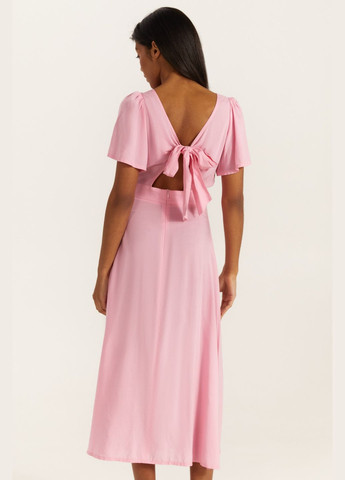 Рожева сукня міді штапель рожева Vovk однотонна
