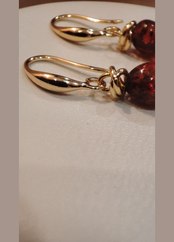 Сережки 2470 з натурального бурштину Коньячний відтінок MINOV (311310518)