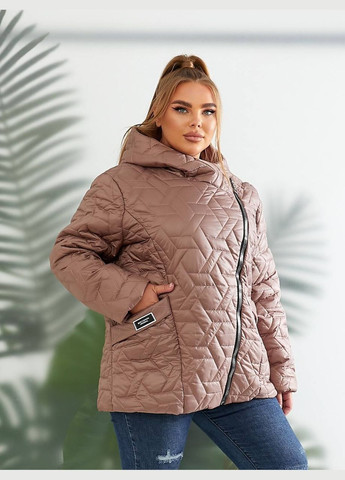 Темно-бежевая демисезонная женская демисезонная куртка цвет черный New Trend