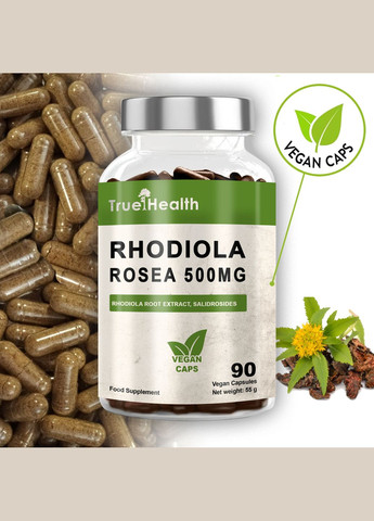 Екстракт Родіоли рожевої Rhodiola Rosea 500mg 90 vegan caps True Health (317173076)