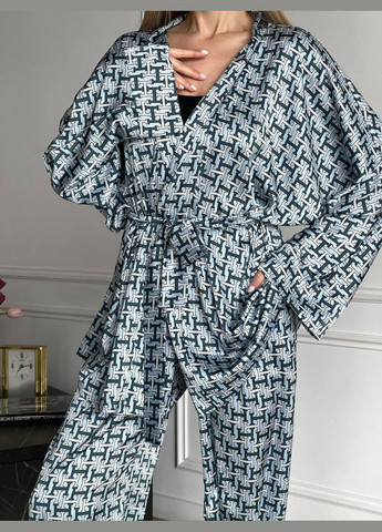 Жіночий брючний шовковий костюм у піжамному стилі оверсайз No Brand (323167370)