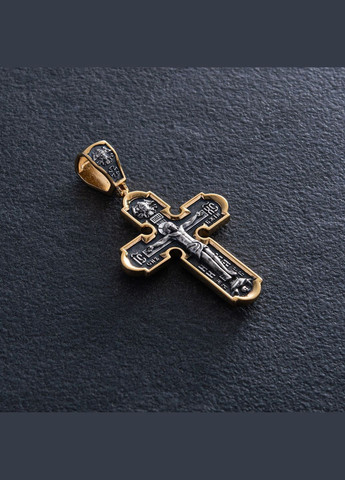 Православный серебряный крест Распятие Христово. Спас Нерукотворный. Икона Божией Матери знамение. Святитель Николай 133095 Oniks (264023955)