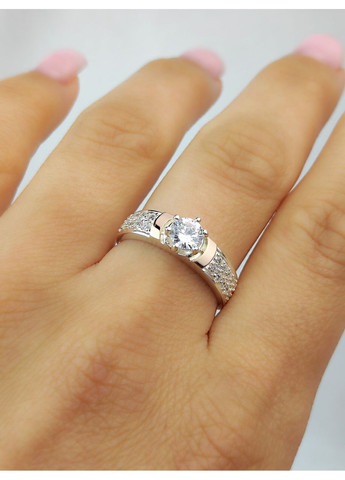 Каблучка срібна 925 проби із золотими вставками 375 проби 15.5-20р No Brand (366200276)