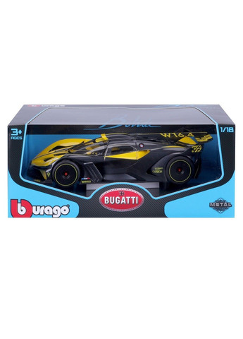 Автомодель – Bugatti Bolide (черно-желтый, 1:18) Bburago (368834657)