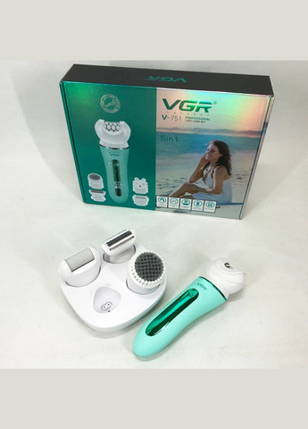 Епілятор 5 в 1 V-751, 5 насадок. Колір: зелений VGR (364666117)