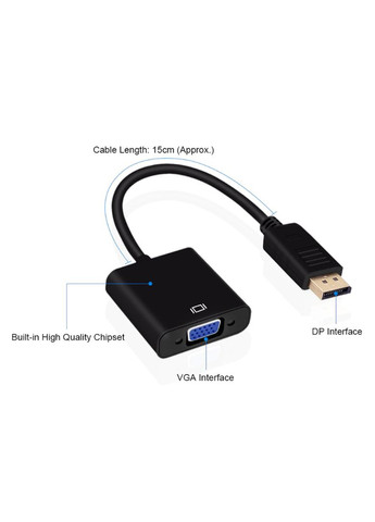 Адаптер-преобразователь Displayport (DP) – VGA, конвертер Display Port – VGA Primo (339870455)