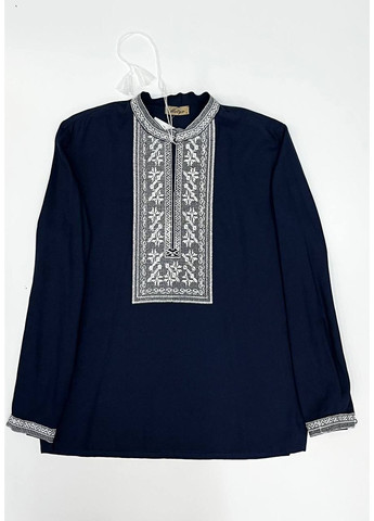 Темно-синя синя чоловіча лляна вишиванка квітослав MOTYV візерунок орнамент льон (361353940)