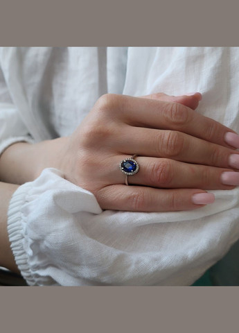 Кольцо серебряное женское кольцо вставка синий куб.цирконий 17 размер серебро 925 11095 2.10г No Brand (306741261)