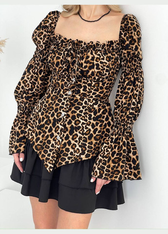 Темно-коричневое повседневный, кэжуал женское платье FINO Mode змеиный