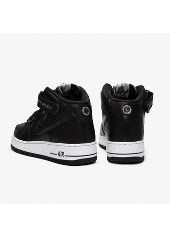 Черные демисезонные кроссовки мужские dj7840-001 мужские черные форсы оригинал Nike By Stussy Air Force 1 Mid Sp Black