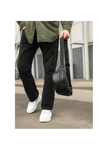 Мужская сумка на пояс бананка кожаная Tirso BTTm черная Sambag (322870553)