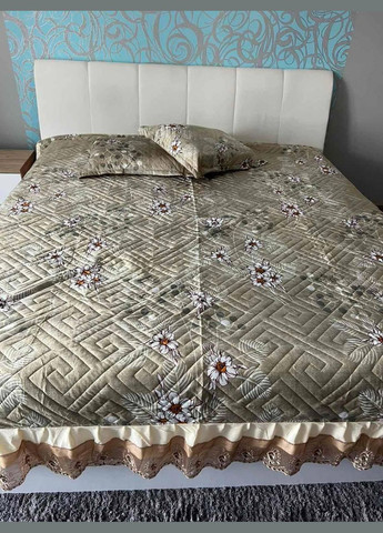 Комплект покривало на ліжко та наволочки 2 шт Сірий Євро (К5005-3) No Brand (306633297)