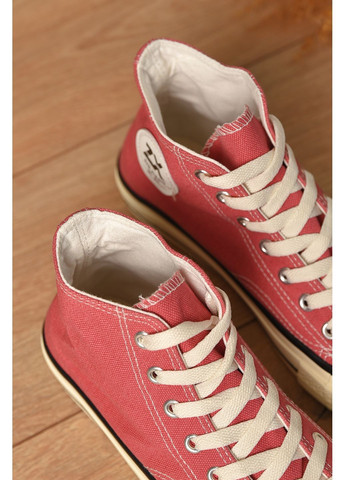 Темно-рожеві кеди жіночі високі темно-рожевого кольору на шнурівці текстиль Let's Shop