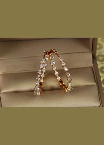 Серьги кольца Фонтан 3 см золотистые Xuping Jewelry (316433679)