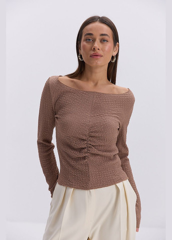 Женский лонгслив из жатого шоколадного трикотажа Arjen (324392995)