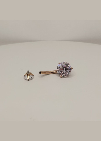 Пирсинг для пупка "Два чистых бриллианта в золоте" серьга навела медицинская ювелирная сталь с цирконами Spikes (323168515)