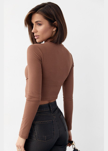 Трикотажный кроп-топ с фигурным швом и вырезом Liton (296909101)