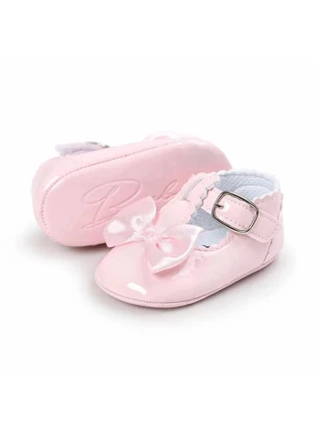 Розовые лаковые туфельки-пинетки для девочки 10.5 см розовые Fashion Shoes с бантом
