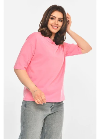 Футболка жіноча рожевого кольору Let's Shop - (392143882)