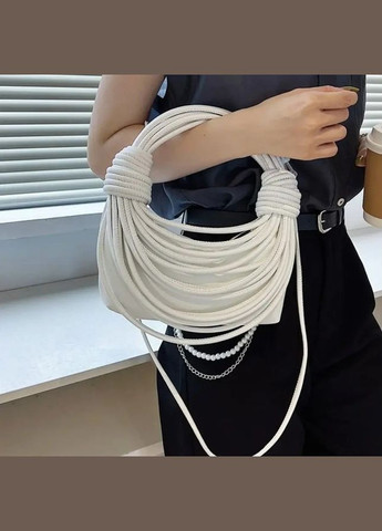 Жіноча сумка хобо багет 10405 через плече біла No Brand (313802854)