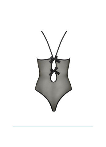 Полупрозрачный боди — Melania Body Black, с тонкими бретелями и кружевными вставками. Passion (334305559)