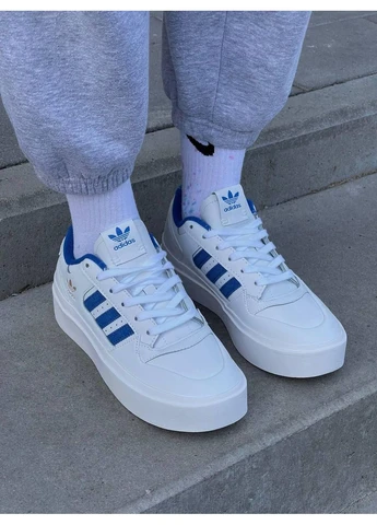 Білі літні кросівки adidas forum bonega white blue адідас форум No Brand