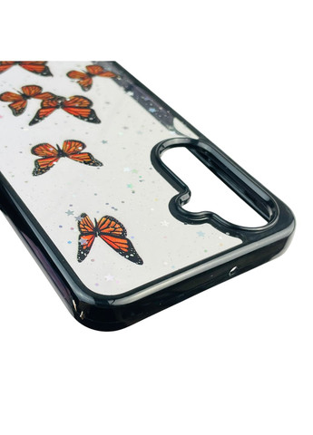 Чехол для Galaxy A26 (SM-A266) с блёстками с бабочками на самсунг а26 черный Samsung (366386571)