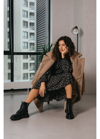 Кофейное зимнее Пальто-шуба 2026.5296 Seventeen