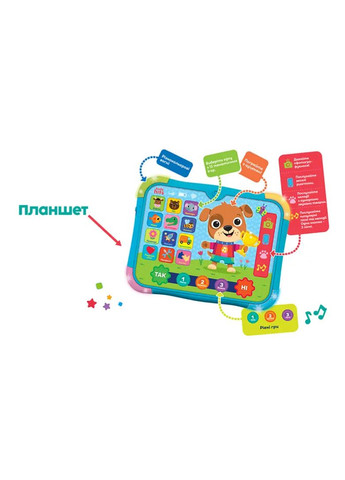 Обучающий планшет KH02/001 пластик свет музыка 3 уровня знаний в ассортименте KH02/001 Kids Hits Муз5188 (370653401)
