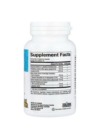 Підтримка при менопаузі, WomenSense, MenoSense, Menopause Formula,, 90 вегетаріанських капсул Natural Factors (364688789)