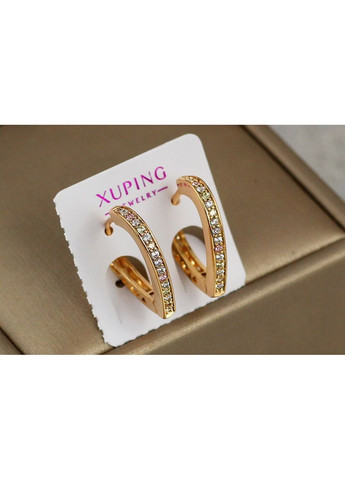 Серьги сердце одна дорожка с бортиками 1.9 см золотистые love-shopping Xuping Jewelry (354659250)