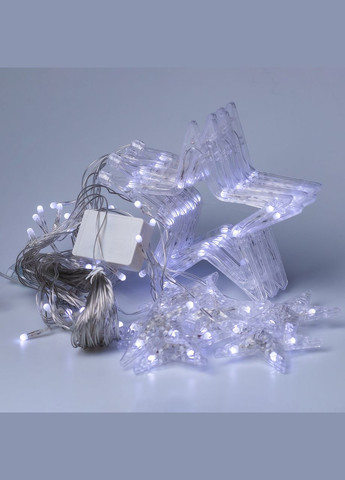 Гірлянда штора 3х0,7 м Зірки на 108 LED лампочок світлодіодна 6 великих та 6 маленьких зірок 9В 8 режимів Білий 1733055W Garlando (353503096)