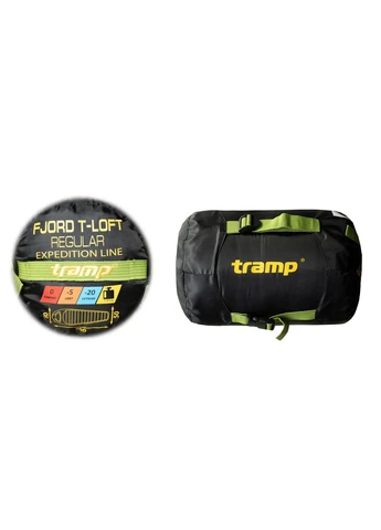 Спальный мешок кокон левый green/grey 200/80-50 (-0 /-5 /-20°С) Tramp Fjord Regular (308863360)