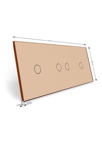 Рамка 3-постова для двох 1-сенсорних та одного 2-сенсорного вимикачів (1-2-1), загартоване скло, золота, 223×80 мм Livolo (370970974)