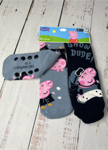 Комбинированные носки (набор) детские махровые для девочки разноцветный (42/100) Peppa Pig рисунки (363058984)