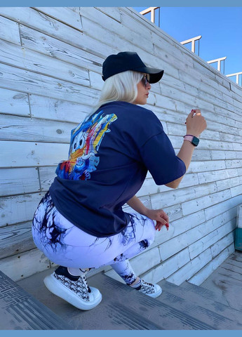 Женская качественная черная футболка оверсайз с принтом дональд дак donald duck хлопок Україна - (339402856)