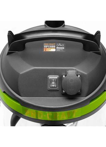 Промышленный пылесос VP1400 — 30 л, 1400 Вт, розетка для инструмента, сухая/влажная уборка ProCraft (372296069)