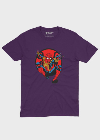 Фиолетовая демисезонная футболка для девочки с принтом супергероя - человек-паук (ts001-1-dby-006-014-075-g) Modno