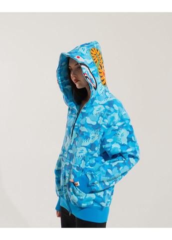 Толстовка блакитна Bape A Bathing Ape Shark Big ABC Blue Camo Full Zip Hoodie Mens (356677630)
