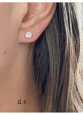 Гвоздики серебряные в родии с кубическим цирконием No Brand (323651782)