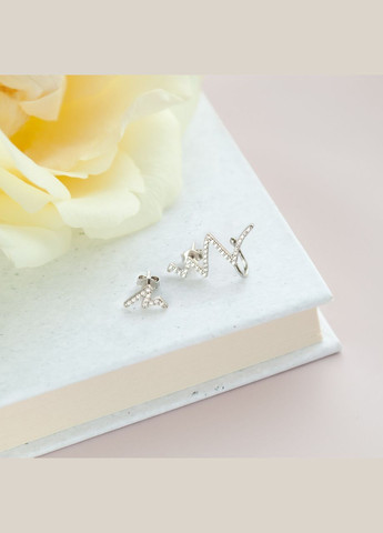 Серебряные серьги с аметистом и фианитами. Каштан (342334870)