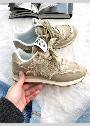 Кроссовки женские New Balance 574 x Miu Miu Beige | Нью Беланс 574 бежевые No Brand бежевые демисезоны (341485846)