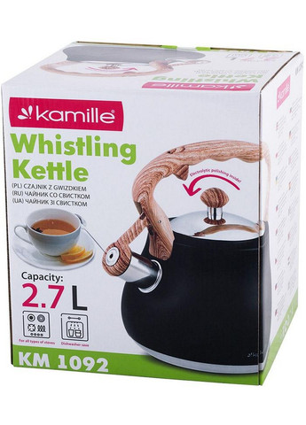 Чайник Whistling Kettle Black 2.7л со свистком Kamille (288188738)