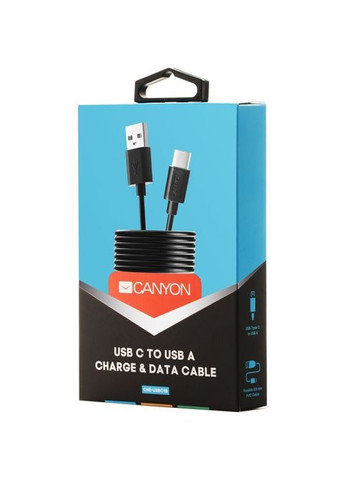 Дата кабеля USB 2.0 AM to TypeC 1.0m black (CNE-USBC1B) Canyon USB 2.0 AM to Type-C 1.0m black (302802801)