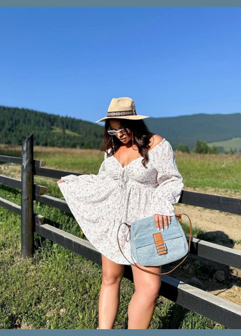 Белое повседневный платье в мелкий цветочный принт Liton