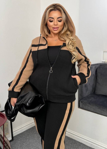 Базовий повсякденний демісезонний костюм двійка з кольоровими вставками: худі на блискавці + штани Tik-Tak (364957568)